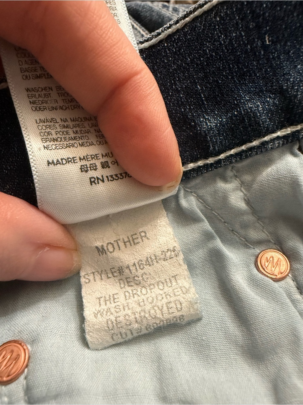 Mother The Dropout Hooked Destroyed Blue Denim Jeans Size 30 - Picture 6 of 6